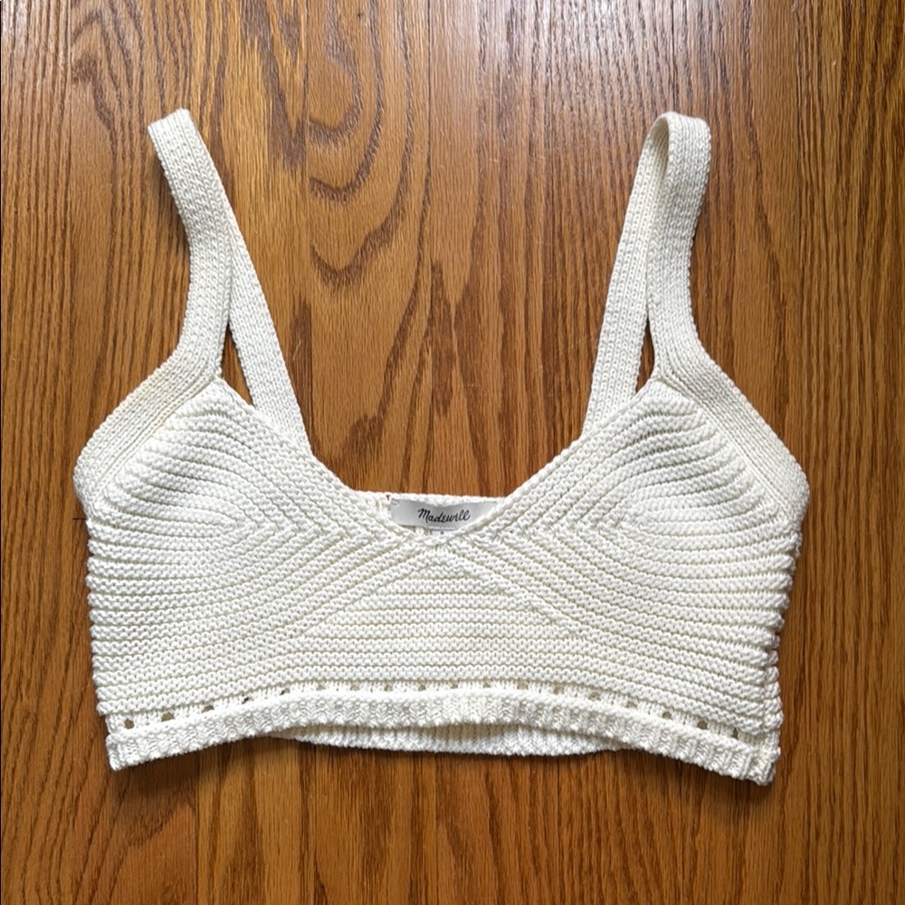 Madewell 100% White Knit Crop Top